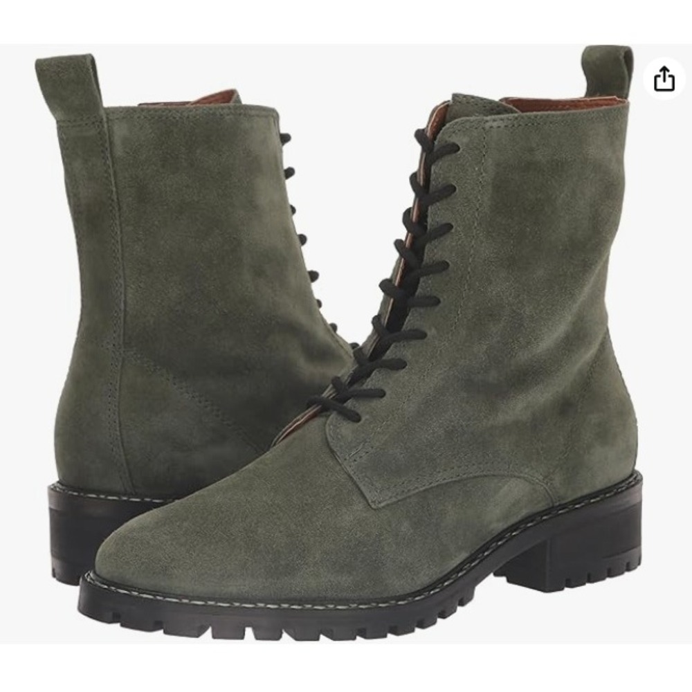 Lucky Brand Women's Kancie Lace Up Combat Suede Ankle Boots Olive Green 6M NEW‎